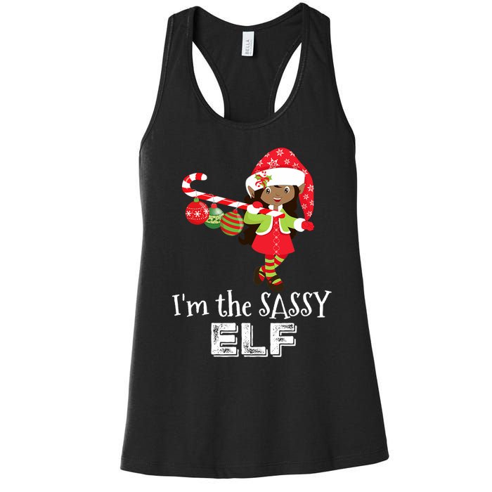 Im The Sassy Elf African American Christmas Women's Racerback Tank