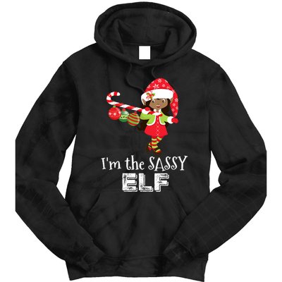 Im The Sassy Elf African American Christmas Tie Dye Hoodie