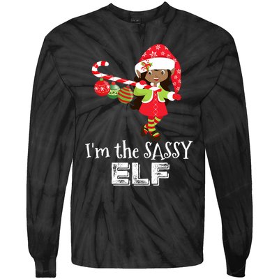 Im The Sassy Elf African American Christmas Tie-Dye Long Sleeve Shirt