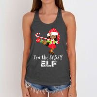 Im The Sassy Elf African American Christmas Women's Knotted Racerback Tank