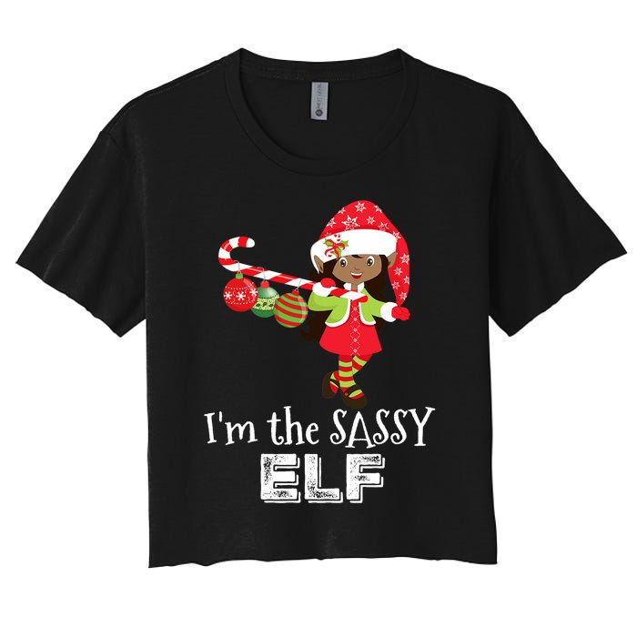 Im The Sassy Elf African American Christmas Women's Crop Top Tee