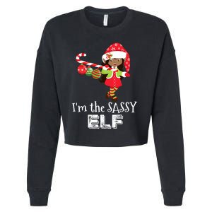 Im The Sassy Elf African American Christmas Cropped Pullover Crew