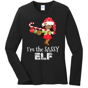 Im The Sassy Elf African American Christmas Ladies Long Sleeve Shirt