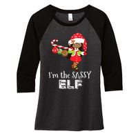 Im The Sassy Elf African American Christmas Women's Tri-Blend 3/4-Sleeve Raglan Shirt