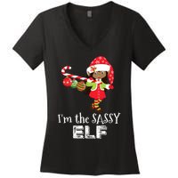 Im The Sassy Elf African American Christmas Women's V-Neck T-Shirt