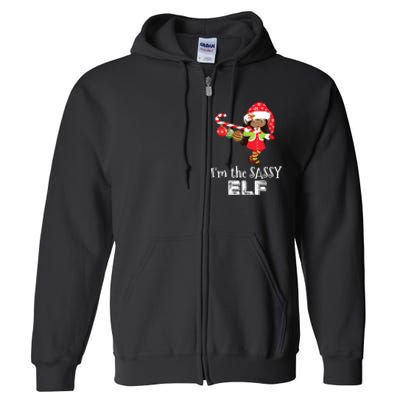 Im The Sassy Elf African American Christmas Full Zip Hoodie