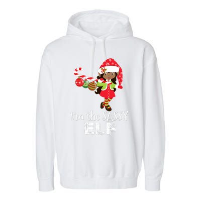 Im The Sassy Elf African American Christmas Garment-Dyed Fleece Hoodie