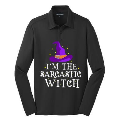 Im The Sarcastic Witch Halloween Costume Witty Witch Top Silk Touch Performance Long Sleeve Polo