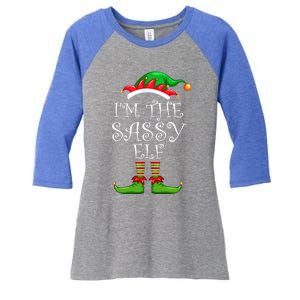 IM The Sassy Elf Gift Matching Family Group Christmas Meaningful Gift Women's Tri-Blend 3/4-Sleeve Raglan Shirt