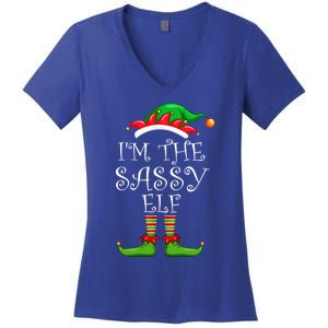 IM The Sassy Elf Gift Matching Family Group Christmas Meaningful Gift Women's V-Neck T-Shirt