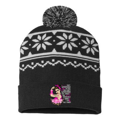 I'm The Storm Strong  Breast Cancer Warrior Pink Ribbon USA-Made Snowflake Beanie