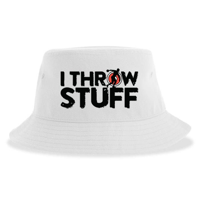 I Throw Stuff Shot Put Athlete Throwing Discus Track Field Sustainable Bucket Hat