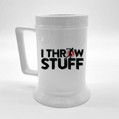 I Throw Stuff Shot Put Athlete Throwing Discus Track Field Beer Stein