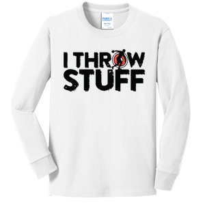 I Throw Stuff Shot Put Athlete Throwing Discus Track Field Kids Long Sleeve Shirt