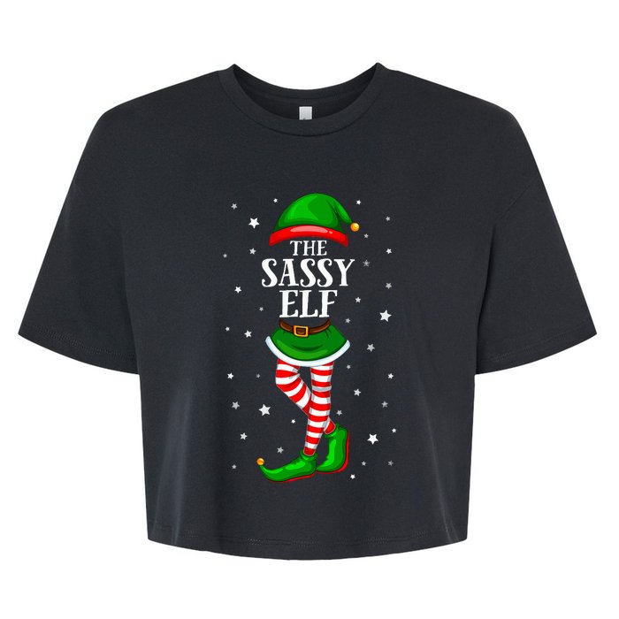 Im The Sassy Elf Matching Christmas Bella+Canvas Jersey Crop Tee