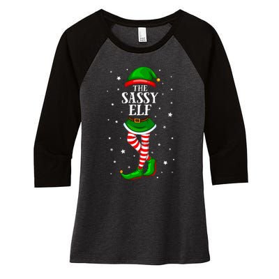 Im The Sassy Elf Matching Christmas Women's Tri-Blend 3/4-Sleeve Raglan Shirt