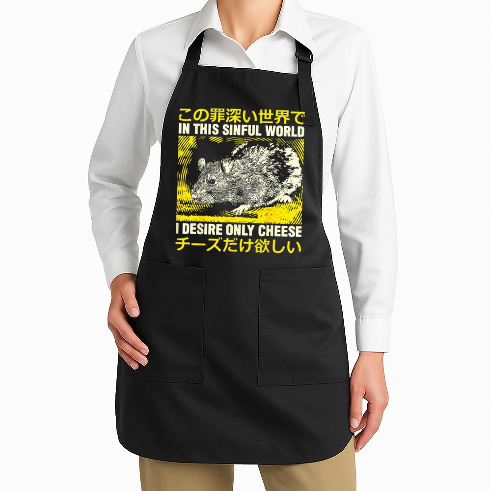 In This Sinful World I Desire Only Cheese Rat Japanese Apron