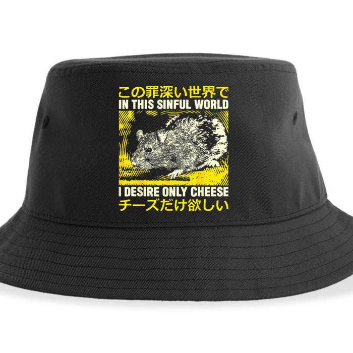 In This Sinful World I Desire Only Cheese Rat Japanese Sustainable Bucket Hat