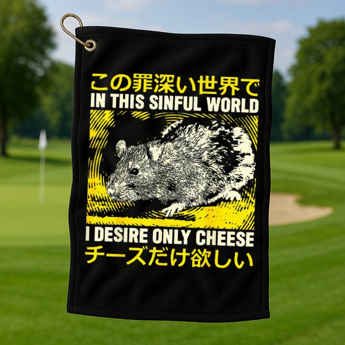 In This Sinful World I Desire Only Cheese Rat Japanese Golf Towel