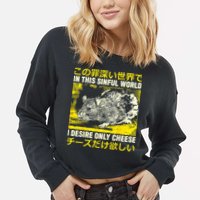 In This Sinful World I Desire Only Cheese Rat Japanese Cropped Pullover Crew