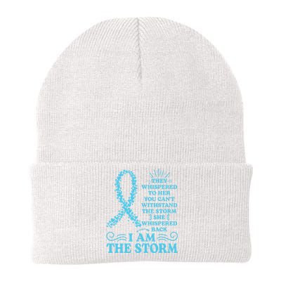 IM The Storm Warrior Teal Ribbon Women Ovarian Cancer Gift Knit Cap Winter Beanie