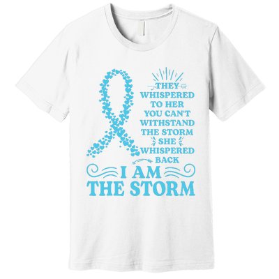 IM The Storm Warrior Teal Ribbon Women Ovarian Cancer Gift Premium T-Shirt