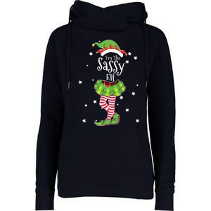 Im The Sassy Elf Matching Christmas Costume Womens Funnel Neck Pullover Hood