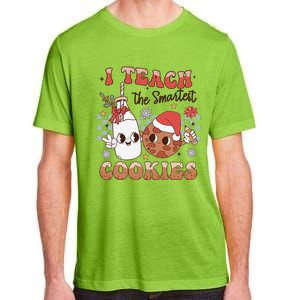 I Teach Smartest Cookies Teacher Christmas Milk And Cookies Adult ChromaSoft Performance T-Shirt