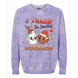 I Teach Smartest Cookies Teacher Christmas Milk And Cookies Colorblast Crewneck Sweatshirt