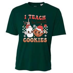 I Teach Smartest Cookies Teacher Christmas Milk And Cookies Cooling Performance Crew T-Shirt