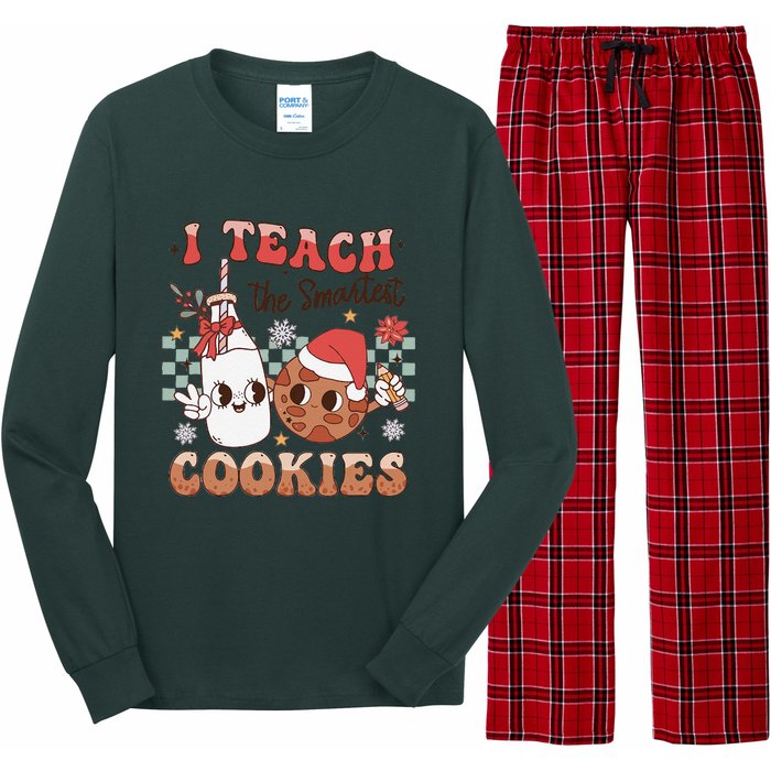 I Teach Smartest Cookies Teacher Christmas Milk And Cookies Long Sleeve Pajama Set