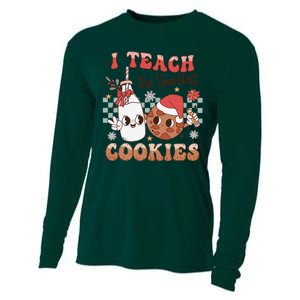 I Teach Smartest Cookies Teacher Christmas Milk And Cookies Cooling Performance Long Sleeve Crew