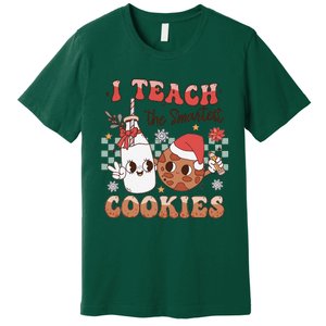 I Teach Smartest Cookies Teacher Christmas Milk And Cookies Premium T-Shirt