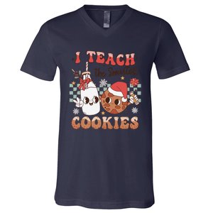 I Teach Smartest Cookies Teacher Christmas Milk And Cookies V-Neck T-Shirt