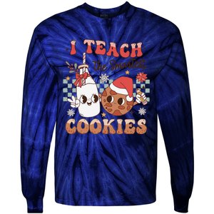 I Teach Smartest Cookies Teacher Christmas Milk And Cookies Tie-Dye Long Sleeve Shirt