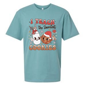 I Teach Smartest Cookies Teacher Christmas Milk And Cookies Sueded Cloud Jersey T-Shirt