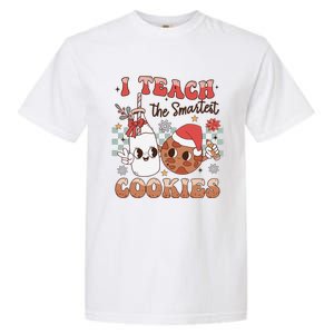 I Teach Smartest Cookies Teacher Christmas Milk And Cookies Garment-Dyed Heavyweight T-Shirt