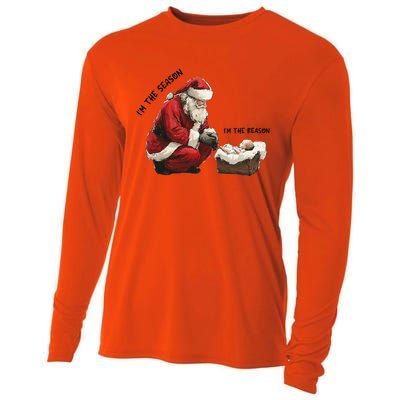 IM The Season Santa Im The Reason Christmas Santa Jesus Cooling Performance Long Sleeve Crew