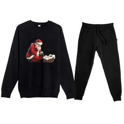 IM The Season Santa Im The Reason Christmas Santa Jesus Premium Crewneck Sweatsuit Set