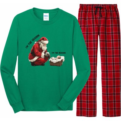 IM The Season Santa Im The Reason Christmas Santa Jesus Long Sleeve Pajama Set