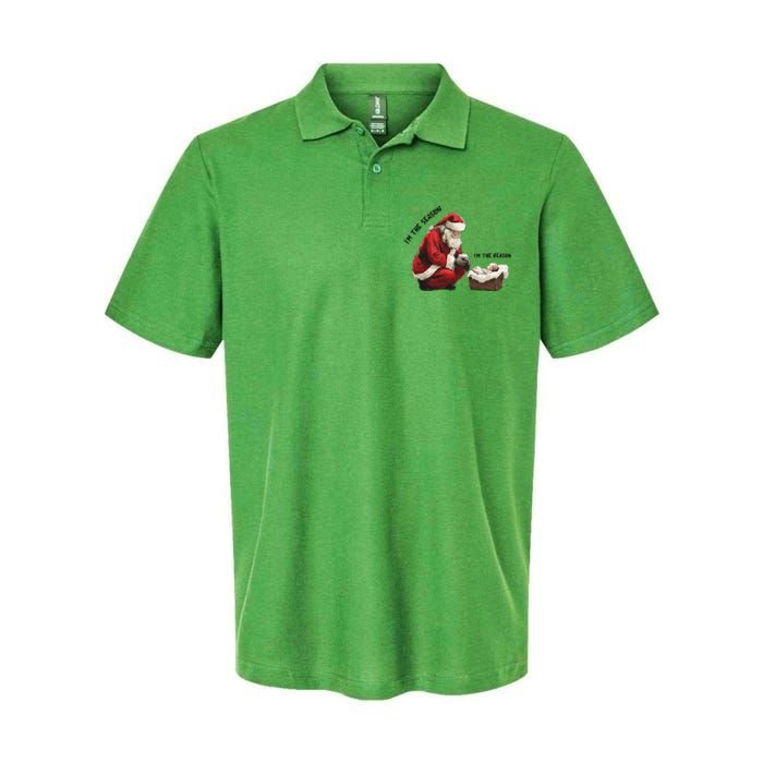 IM The Season Santa Im The Reason Christmas Santa Jesus Softstyle Adult Sport Polo