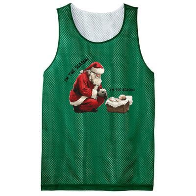 IM The Season Santa Im The Reason Christmas Santa Jesus Mesh Reversible Basketball Jersey Tank