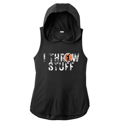 I Throw Stuff Discus Track And Field Athlete Throwers Gifts Ladies PosiCharge Tri-Blend Wicking Draft Hoodie Tank