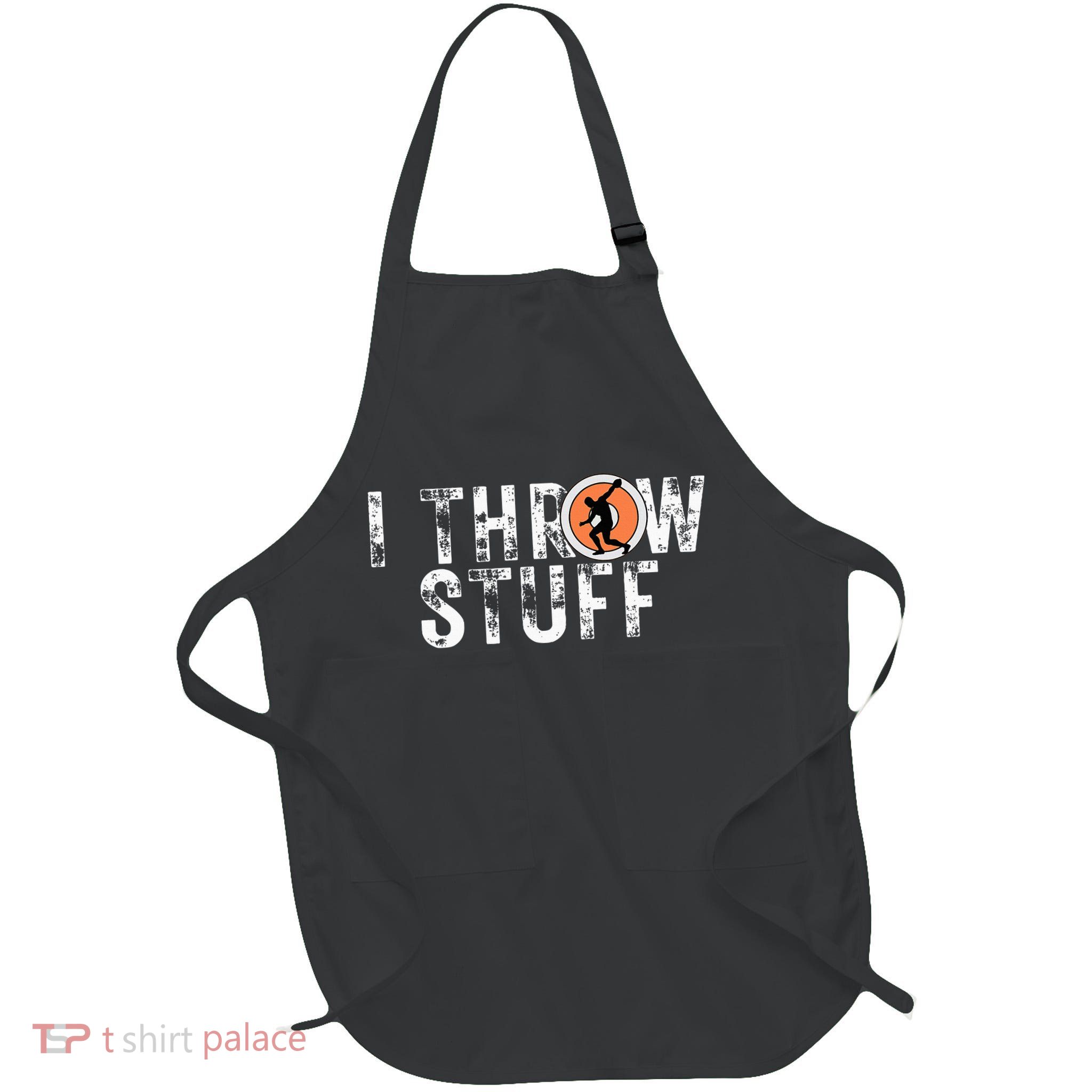 I Throw Stuff Discus Track And Field Athlete Throwers Gifts Full-Length Apron With Pockets