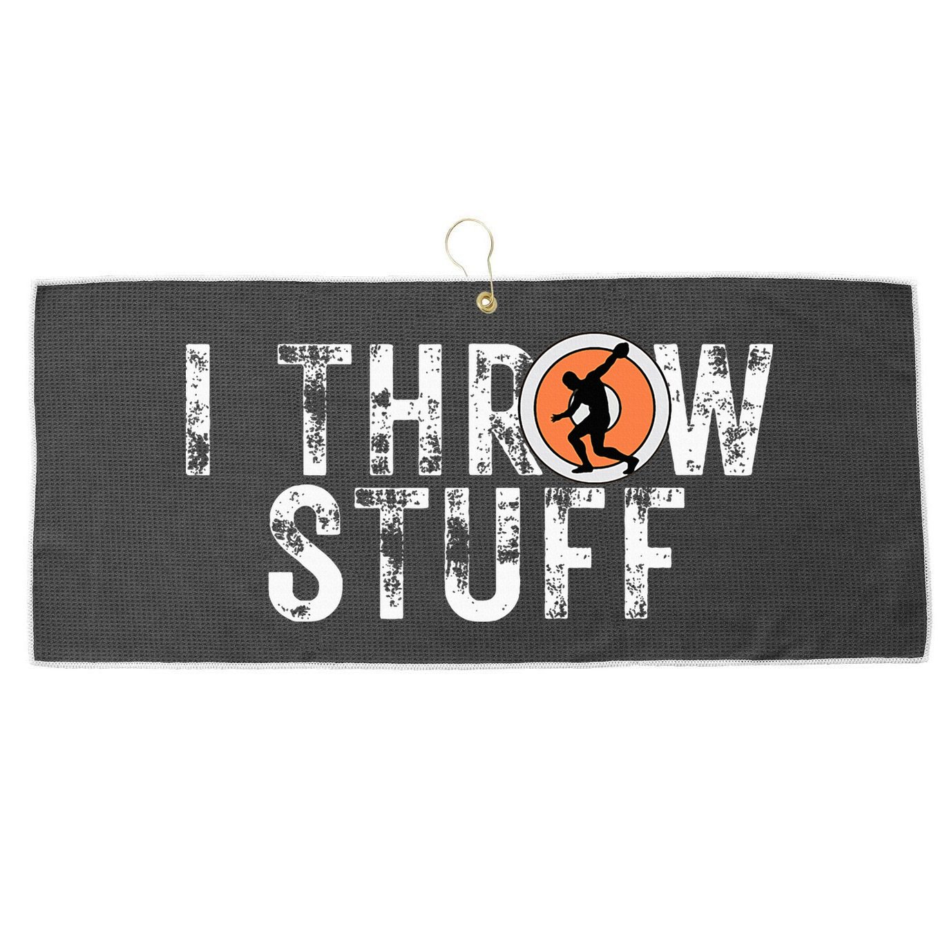 I Throw Stuff Discus Track And Field Athlete Throwers Gifts Large Microfiber Waffle Golf Towel