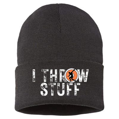 I Throw Stuff Discus Track And Field Athlete Throwers Gifts Sustainable Knit Beanie