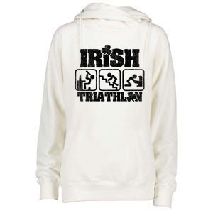 Irish Triathlon Shamrock St Patrick's Day Ing Gift Womens Funnel Neck Pullover Hood