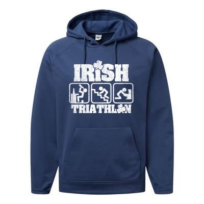 Irish Triathlon Shamrock St Patrick's Day Ing Gift Performance Fleece Hoodie