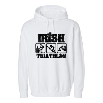 Irish Triathlon Shamrock St Patrick's Day Ing Gift Garment-Dyed Fleece Hoodie