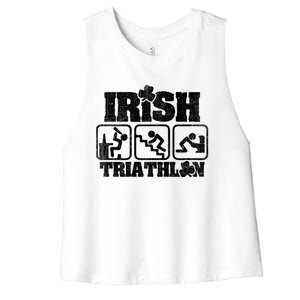 Irish Triathlon Shamrock St Patrick's Day Ing Gift Women's Racerback Cropped Tank